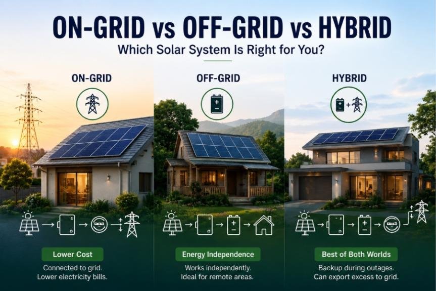On-Grid vs Off-Grid vs Hybrid Solar System: Which One Is Right for You?